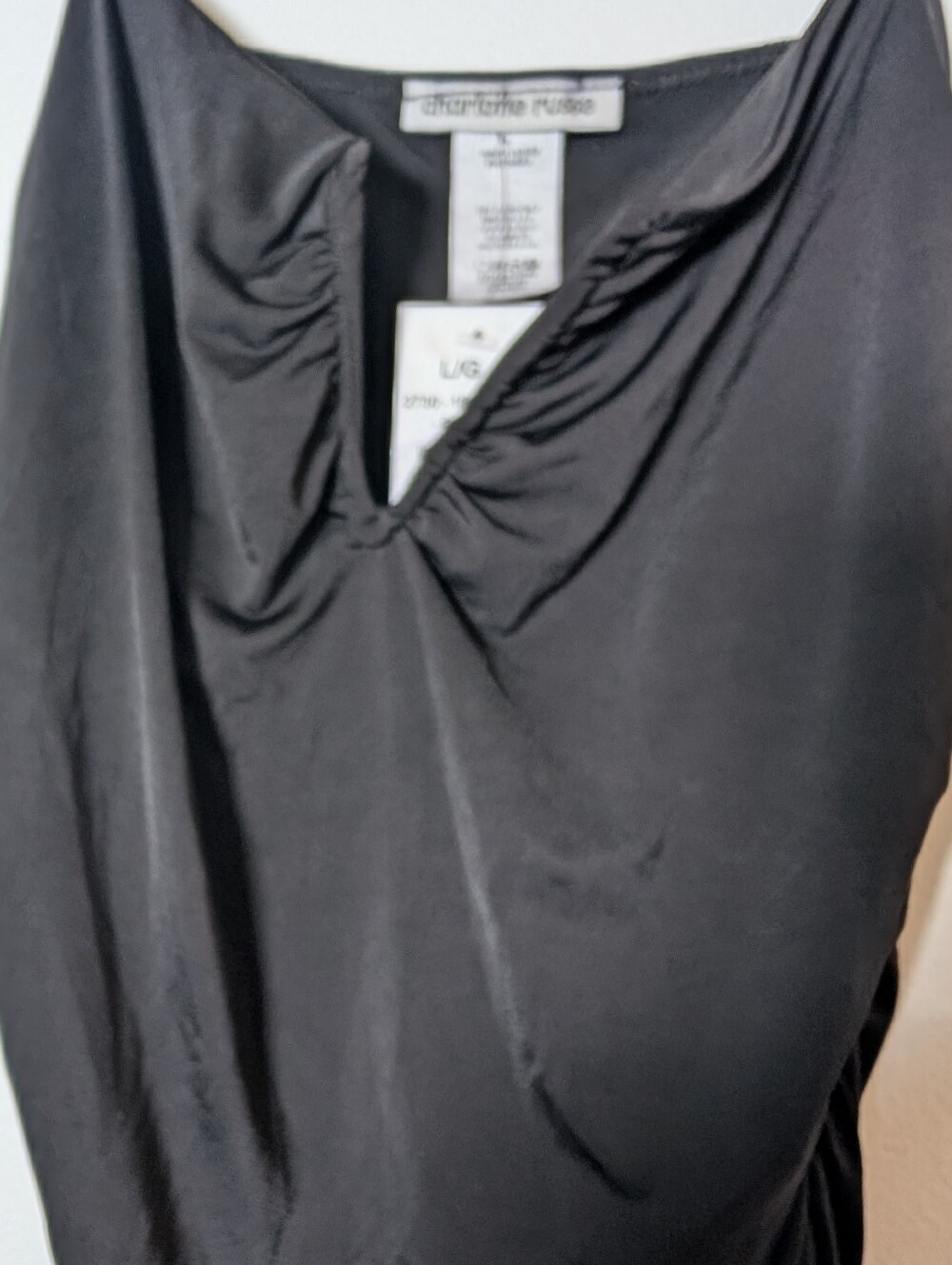 Charlotte Russe Black Ruched Slip Mini Dress NWT - Picture 4 of 6